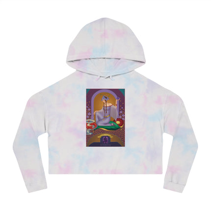 February & Amethyst (from the Gem Series) by Sofia Chiostri Women’s Cropped Hooded Sweatshirt