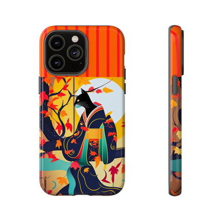 Black Cat in Kimono Phone Cases