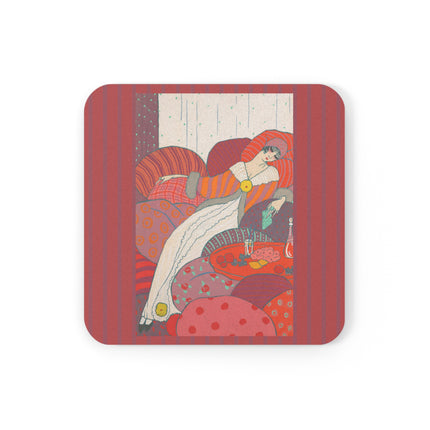 Les Coussins by Georges Lepape Cork Back Coaster