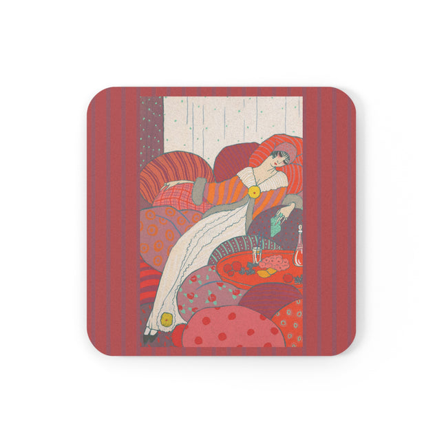 Les Coussins by Georges Lepape Cork Back Coaster