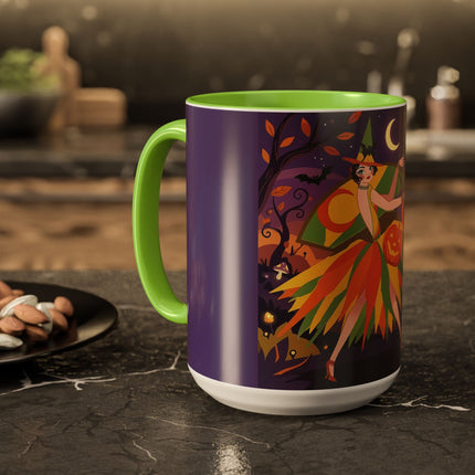 🎃🧙 The Witch Of Jack-O'-Lantern Hollow Colorful Mug – Whimsical Halloween Charm