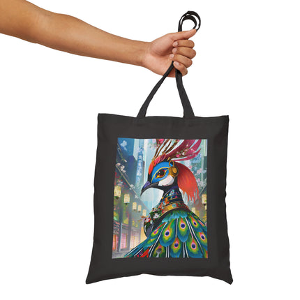 Techno Plumes Cotton Canvas Tote Bag