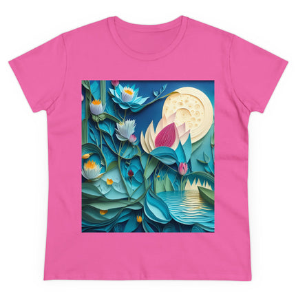 Ethereal Moonlit Lake Women's Midweight Cotton Tee