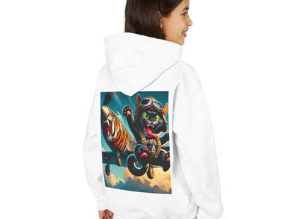 Parachuting Cat Commando Youth Heavy Blend Hooded Sweatshirt