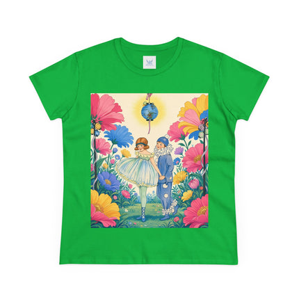 🌸🏮 The Lantern Garden Stroll Cotton Tee – Art Deco Floral Whimsy