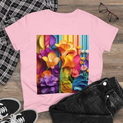The Graceful Freesia Women's Midweight Cotton Tee