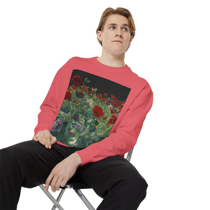 Poppies (A Study of Poppies for Carnation, Lily, Lily, Rose) by John Singer Sargent Unisex Garment-Dyed Sweatshirt