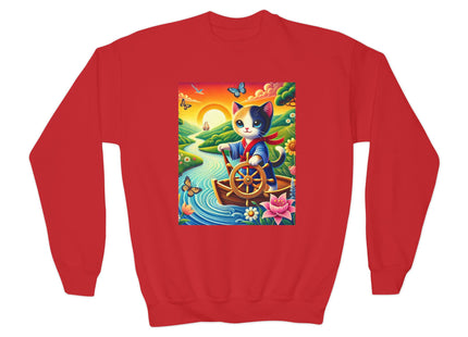 Sailor Kitten’s River Adventure Youth Crewneck Sweatshirt