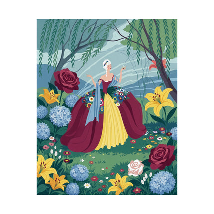 🌺👑 The Lady Of The Grand Flower Garden Matte Vertical Poster – Art Deco Floral Elegance