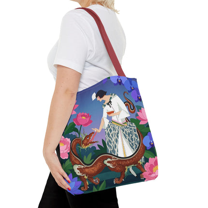 🐉🌸 The Dragon Keeper Tote Bag – Art Deco Floral Fantasy