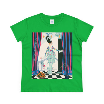 🌸🎭 The Lady Of The Garden Salon Cotton Tee – Art Deco Floral Elegance