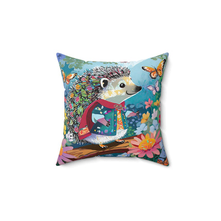 Cute Hedgehog Spun Polyester Square Pillow