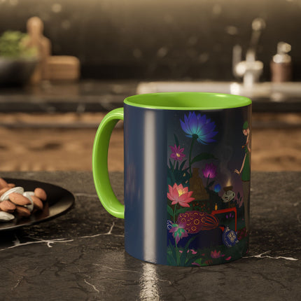 Moonlit Incense Ceremony Colorful Mugs – Art Deco Meditation Garden