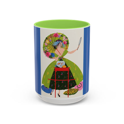 Lady with the Golden Fish Colorful Mugs – Whimsical Fashion & Playful Fantasy