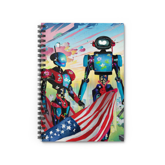 High Fashion Cyberpunk CIA Robots Spiral Notebook - Ruled Line