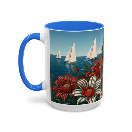 ⛵🌹 The Seaside Rose Traveler Colorful Mug – Art Deco Floral Elegance