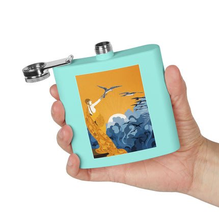 Falcon Mistress Stainless Steel Flask – Art Deco Majesty & Mythic Freedom