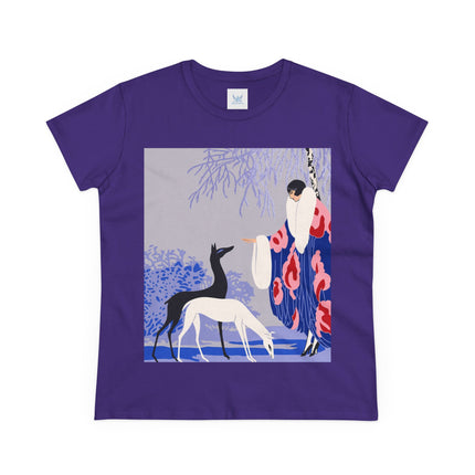 🦌🌸 The Lady Of The Graceful Deer Cotton Tee – Art Deco Garden Elegance