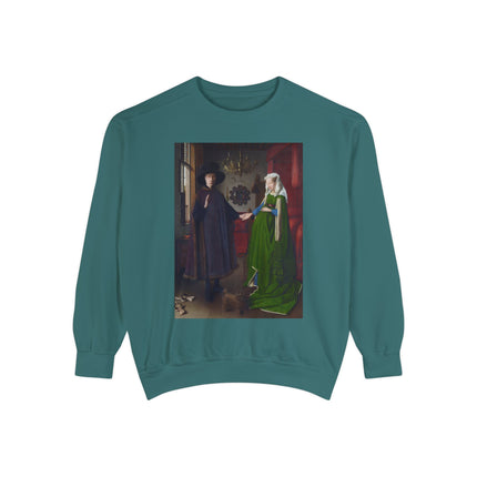 Arnolfini Portrait by Jan Van Eyck Unisex Garment-Dyed Sweatshirt