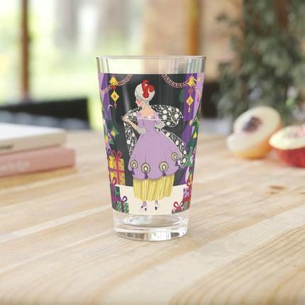 🎁✨ The Lavender Christmas Masquerade Pint Glass – Art Deco Holiday Fantasy