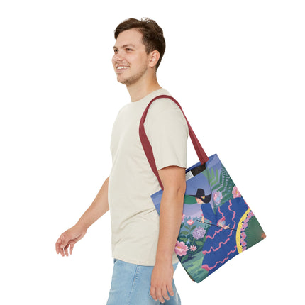 🌸💙 The Lady Of The Blue Garden Promenade Tote Bag – Art Deco Floral Fashion