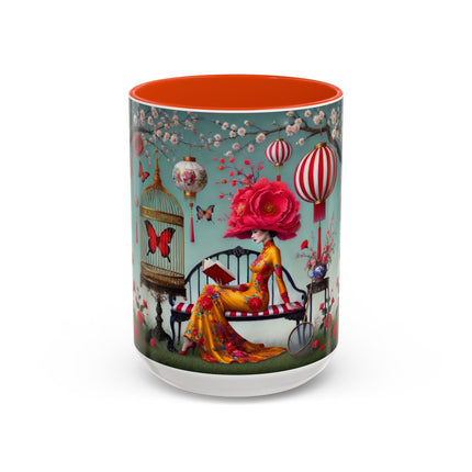 Reading in a Painted Garden Colorful Mugs (11oz, 15oz)
