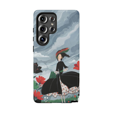 🌧️🌺 The Stormy Flower Walk Phone Case – Art Deco Floral Fashion