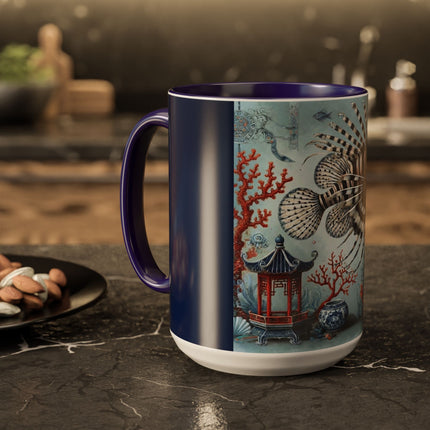 Lionfish & Lantern Colorful Mug – Mystical Ocean & Asian Harmony