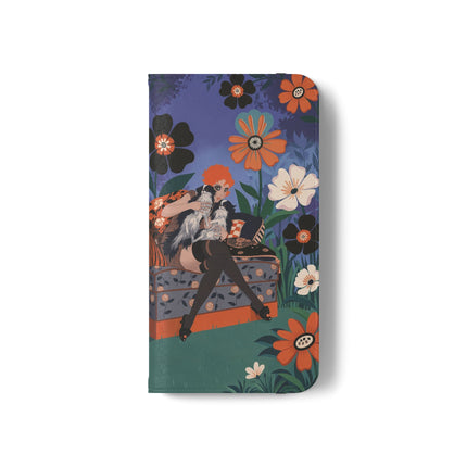 🌺🐈 The Lady Of The Midnight Garden Cat Flip Case – Art Deco Floral Fantasy