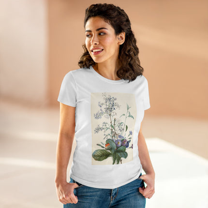 A Bouquet of Flowers with Insects by Pierre Joseph Redouté Women's Midweight Cotton Tee