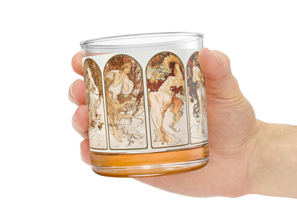 The Seasons by Alphonse Maria Mucha Rocks Glass, 10oz