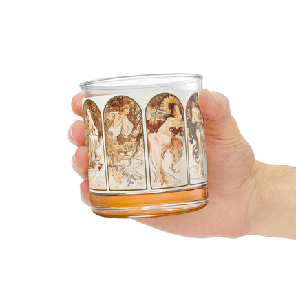 The Seasons by Alphonse Maria Mucha Rocks Glass, 10oz