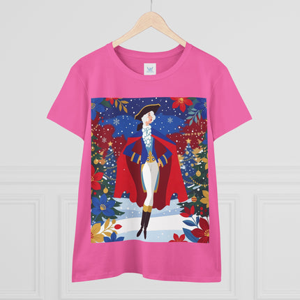 🎄🎭 The Christmas Masquerade Lady Cotton Tee – Art Deco Holiday Glamour
