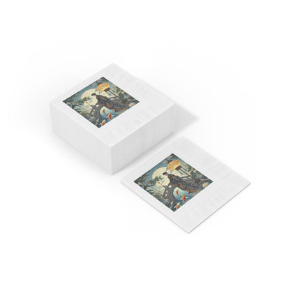 Moonlit Bridge Gentleman White Coined Napkins – Imperial Serenity & Moonlit Harmony