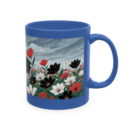 🌺☔ The Lady In The Stormy Flower Garden Ceramic Mug – Art Deco Fashion Elegance