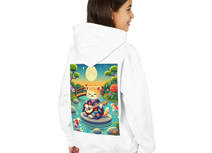 Melodic Kitten by the Koi Pond Youth Heavy Blend Hooded Sweatshirt