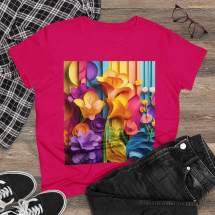 The Graceful Freesia Women's Midweight Cotton Tee
