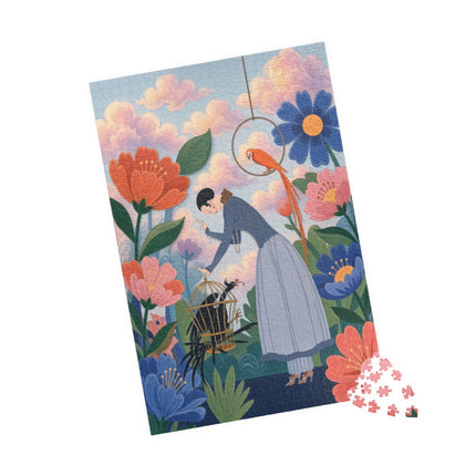 🦜🌺 The Lady Of The Garden Aviary Puzzle – Art Deco Floral Whimsy