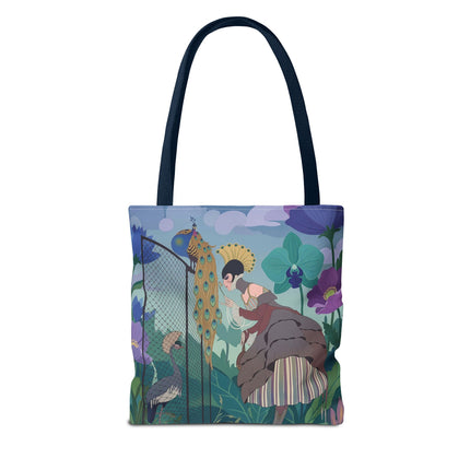 🦚🌸 The Lady Of The Peacock Garden Tote Bag – Art Deco Floral Fantasy