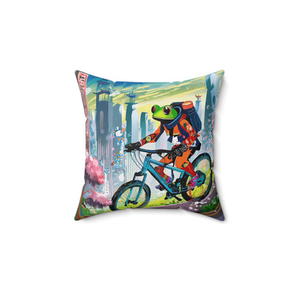 Cyberpunk Frog Spun Polyester Square Pillow