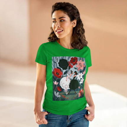 🌹🖤 The Midnight Rose Garden Cotton Tee – Art Deco Floral Fashion