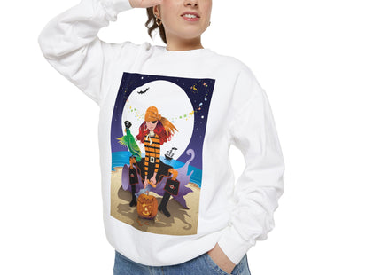 Moonlit Pirate Halloween Unisex Garment-Dyed Sweatshirt