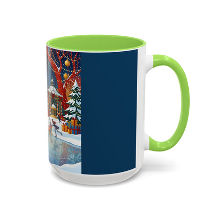 ⛸️🎄 The Christmas Skating Pavilion Colorful Mug – Art Deco Holiday Fantasy