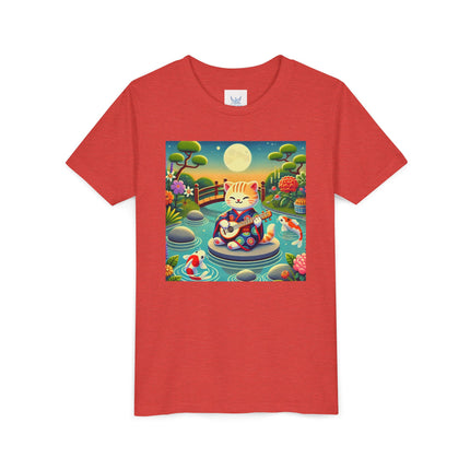 Melodic Kitten by the Koi Pond Youth Short Sleeve Tee