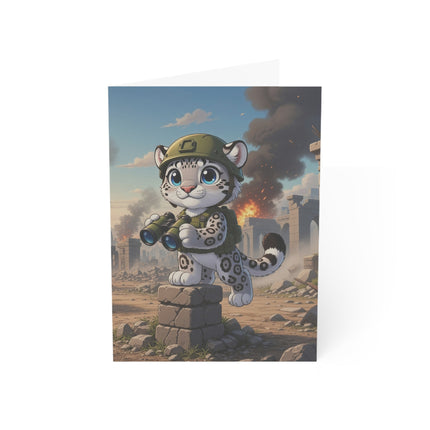 🐆🔭 The Little Ruins Scout Greeting Card – Whimsical Animal Adventure