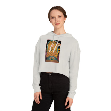 June & Pearl, Alexandrite (from the Gem Series) by Sofia Chiostri Women’s Cropped Hooded Sweatshirt
