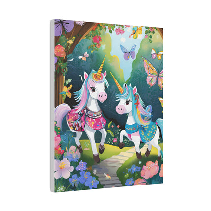 Baby Unicorns and Fluttering Butterflies Matte Canvas, Stretched, 0.75"