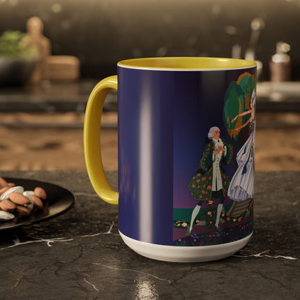 Moonlit Garden Waltz Colorful Mug (11oz, 15oz) – Rococo Romance, Garden Elegance & Enchanted Dance