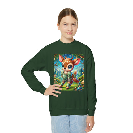 Fawn Defender Youth Crewneck Sweatshirt – Woodland Courage & Gentle Strength