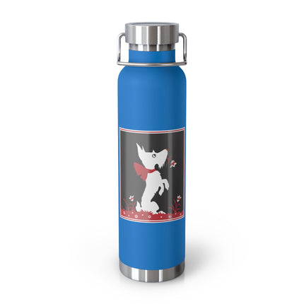 The Enchanting White Terrier with a Red Bow Copper Vacuum Insulated Bottle, 22 oz